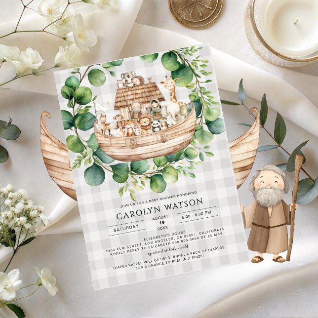 Invitación Animales Adorables de Cuadros Arca de Noé Baby Sho (Subido por el creador)