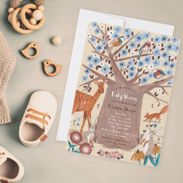Invitación Animales adorables del bosque Árbol Fiesta de bebé