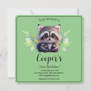 Invitación Animales adorables del bosque mapache amigos del b