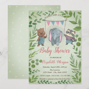 Invitación Animales Adorables, Hojas, Cumpleaños de Puntos Az