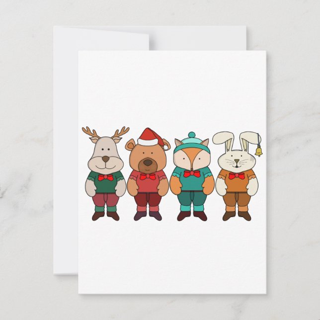 Invitación Animales adorables listos para el invierno (Anverso)