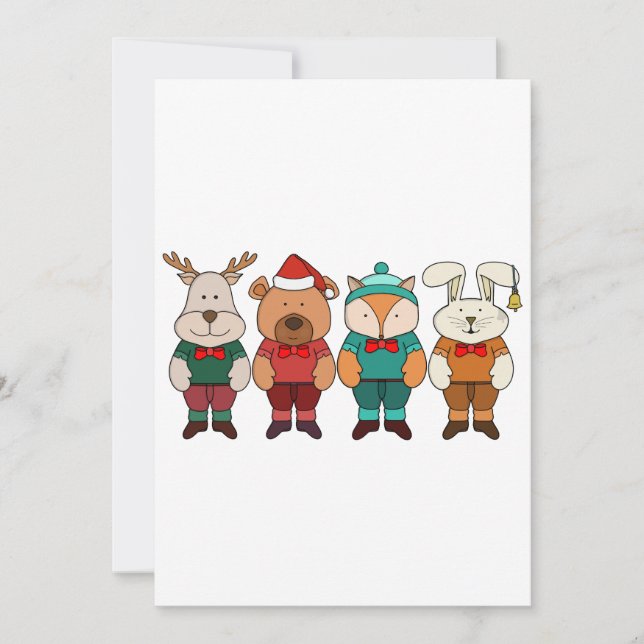 Invitación Animales adorables listos para el invierno (Anverso)