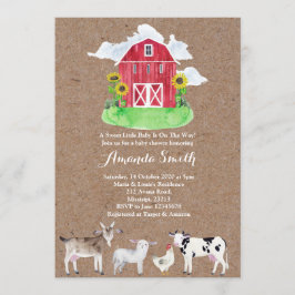 Invitación ANIMALES AGRÍCOLAS Kraft Baby Shower