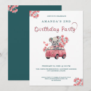 Invitación Animales australianos Koala Azul cumpleaños