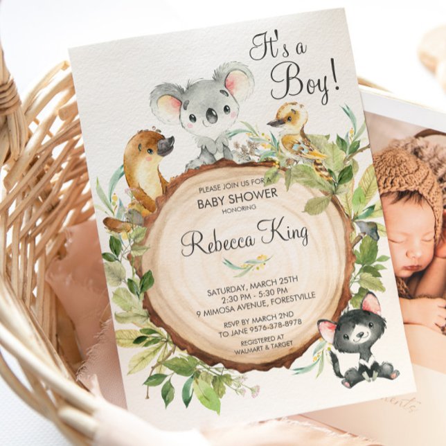 Invitación Animales australianos Koala Baby Shower Neutral Bo (Subido por el creador)