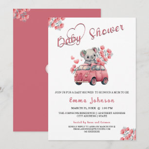 Invitación Animales australianos Koala Baby Shower Pink