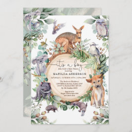 Invitación Animales australianos verde Eucalyptus Baby Shower