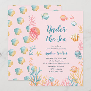 Invitación Animales bajo el mar Fiesta de bebé Colorido