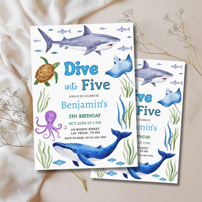 Invitación Animales bajo el mar Fiesta de Cumpleaños (Under the Sea Animals Birthday Party Invitation
)