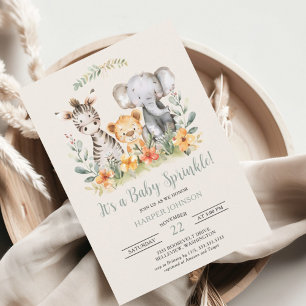 Invitación Animales Bebés Safari de la Jungla Zoo Shower de B