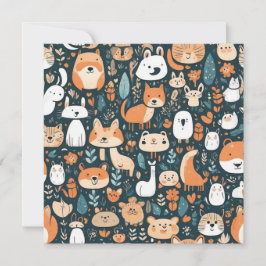 Invitación Animales bonitos diseño de decoración verde