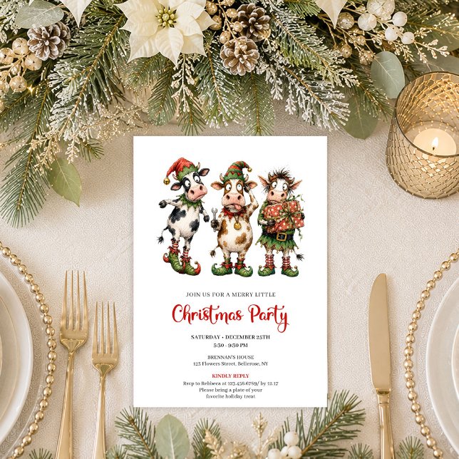 Invitación Animales Caprichosos de Moda Fiesta Navideña Jugue (Trendy Whimsical Animals Playful Christmas Party Invite

)