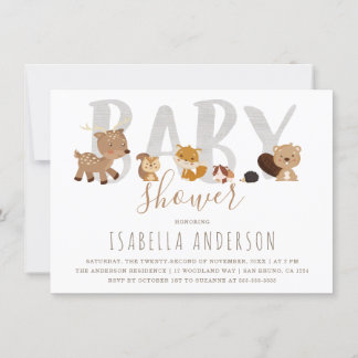 Invitación Animales Cute Woodland | Baby Shower neutro en gén