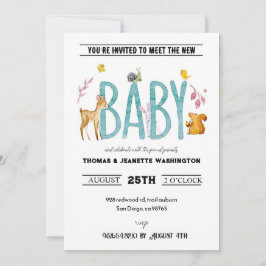 Invitación Animales de acuarela - conoce y saluda mientras to