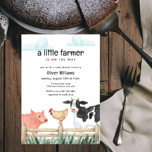 Invitación Animales de acuarela Little Farmer Baby Shower  