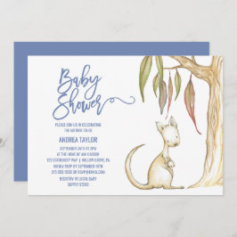 Invitación Animales de Australia | Kangaroo y Joey Baby Showe