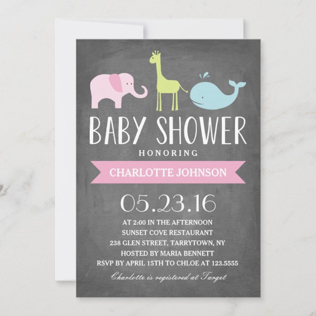 Invitación Animales de Baby Shower | Baby Shower (Anverso)