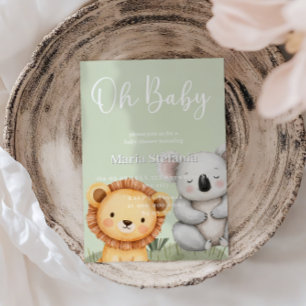 Invitación Animales de Baby Shower del Safari de la Selva Tro