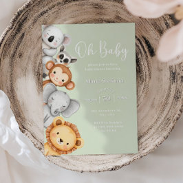 Invitación Animales de Baby Shower del Safari de la Selva Tro