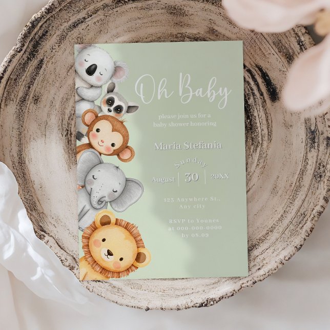 Invitación Animales de Baby Shower del Safari de la Selva Tro (Subido por el creador)