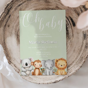 Invitación Animales de Baby Shower del Safari de la Selva Tro