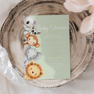 Invitación Animales de Baby Shower del Safari de la Selva Tro