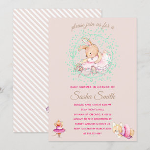 Invitación Animales de ballet Fiesta de Baby Shower