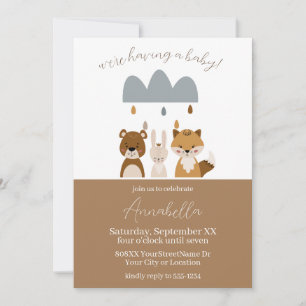 Invitación Animales de bebé de Boho de Woodland Cute