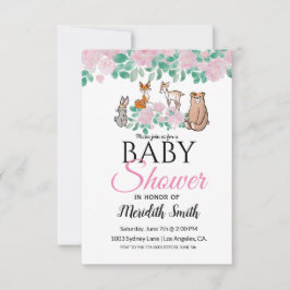 Invitación Animales de bebé de bosque floral cutáneo | BABY S