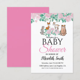 Invitación Animales de bebé de bosque floral cutáneo | BABY S