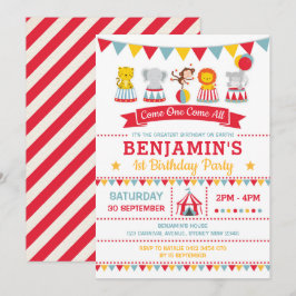 Invitación Animales de bebé del carnaval de circo de época