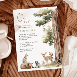 Invitación Animales de Bosque de Woodland Oh Boy! Baby Shower