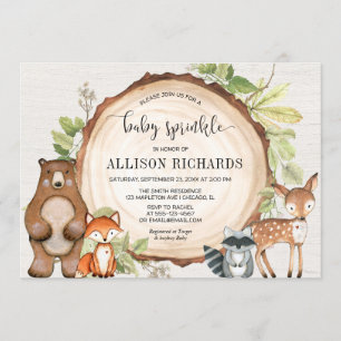 Invitación Animales de bosque neutros en cuanto al género roc