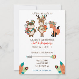 Invitación Animales de bosque tribal Invitados en Baby Shower