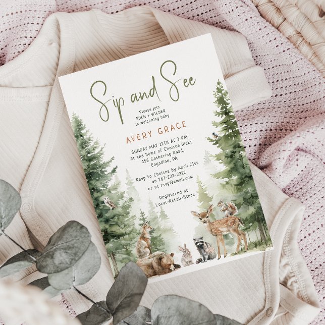 Invitación Animales De Bosques De Bosques Sip Y See (Subido por el creador)