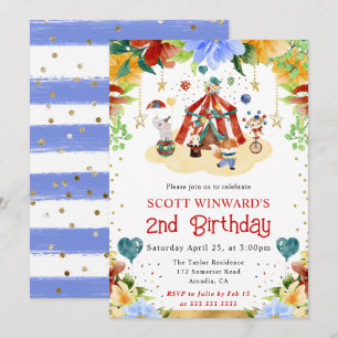 Invitación Animales de circo al acuarela Cumpleaños de niños