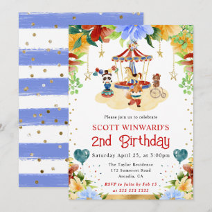 Invitación Animales de circo al acuarela Cumpleaños de niños