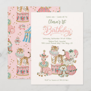 Invitación Animales de Circo Bebé Fiesta de Cumpleaños