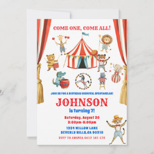 Invitación Animales de circo Cumpleaños de niños