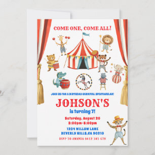 Invitación Animales de Circo Cumpleaños Infantil