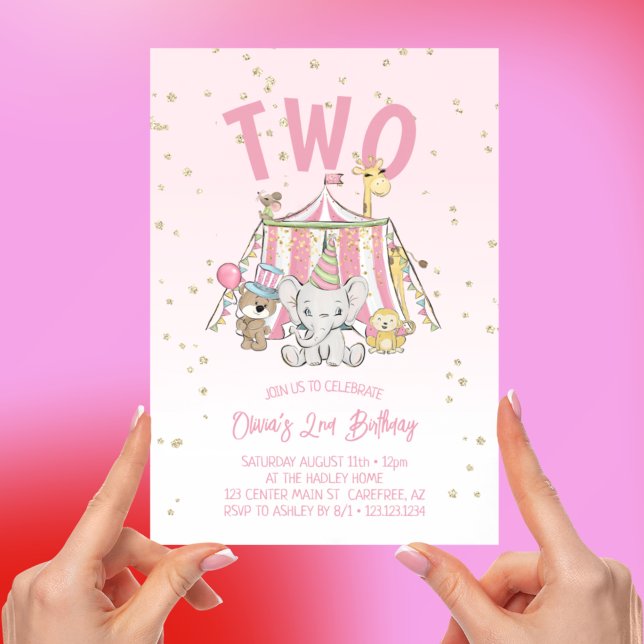 Invitación Animales de Circo Rosa Cumpleaños 2º (Subido por el creador)