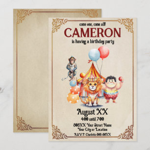 Invitación Animales de circo vintage lindos