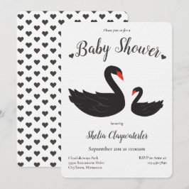 Invitación Animales de cisne negro cardíaco Baby Shower