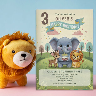 Invitación Animales de Cuentos de Bosque Cumpleaños 3
