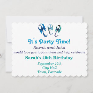 Invitación Animales de Fantasía Dragones Azules