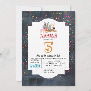 Invitación Animales de fiesta - Animales Chica de fiesta de c