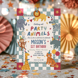 Invitación Animales de Fiesta Cumpleaños Caprichoso Chico Fie