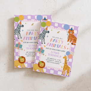 Invitación Animales de Fiesta   Cumpleaños de niña Safari Jun