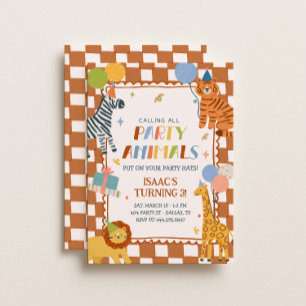 Invitación Animales de Fiesta   Cumpleaños de niños en la sel