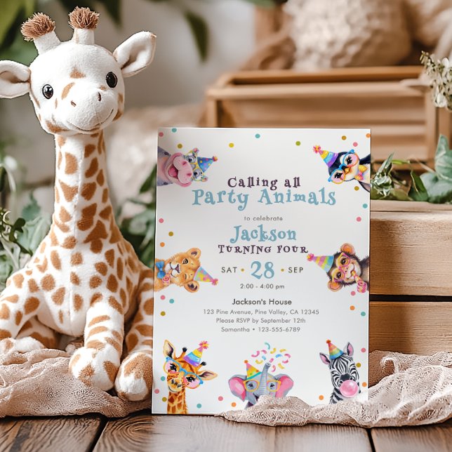 Invitación Animales de Fiesta Cumpleaños infantil Safari 4 añ (Subido por el creador)